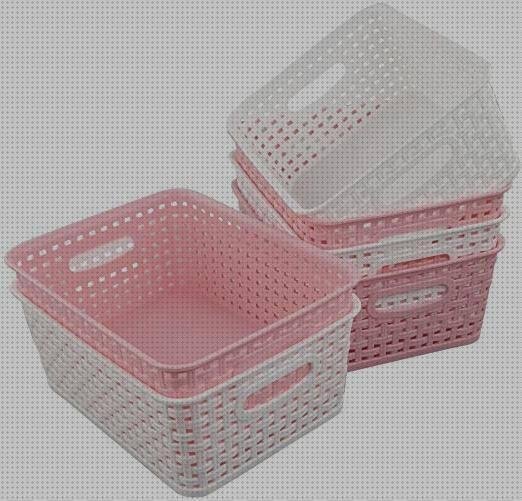 REFORUNG 8 PCS Cestas Almacenaje de plástico con Asas de 2 Tamaños -  Canasta de Almacenamiento para Cocina Armario Oficina Baño y Juguete- 4  Colores